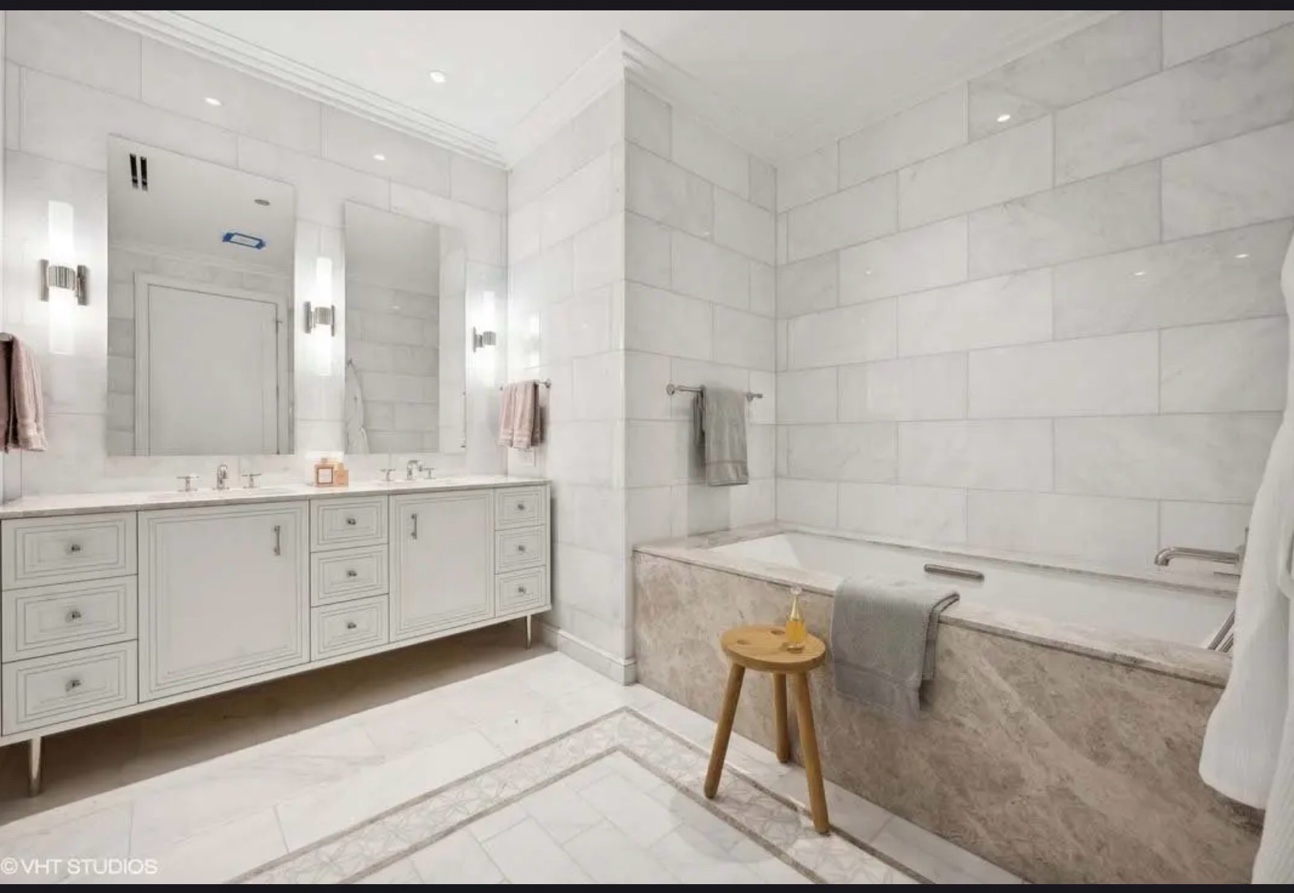 Marble tub surround vanity bathroom Chicago