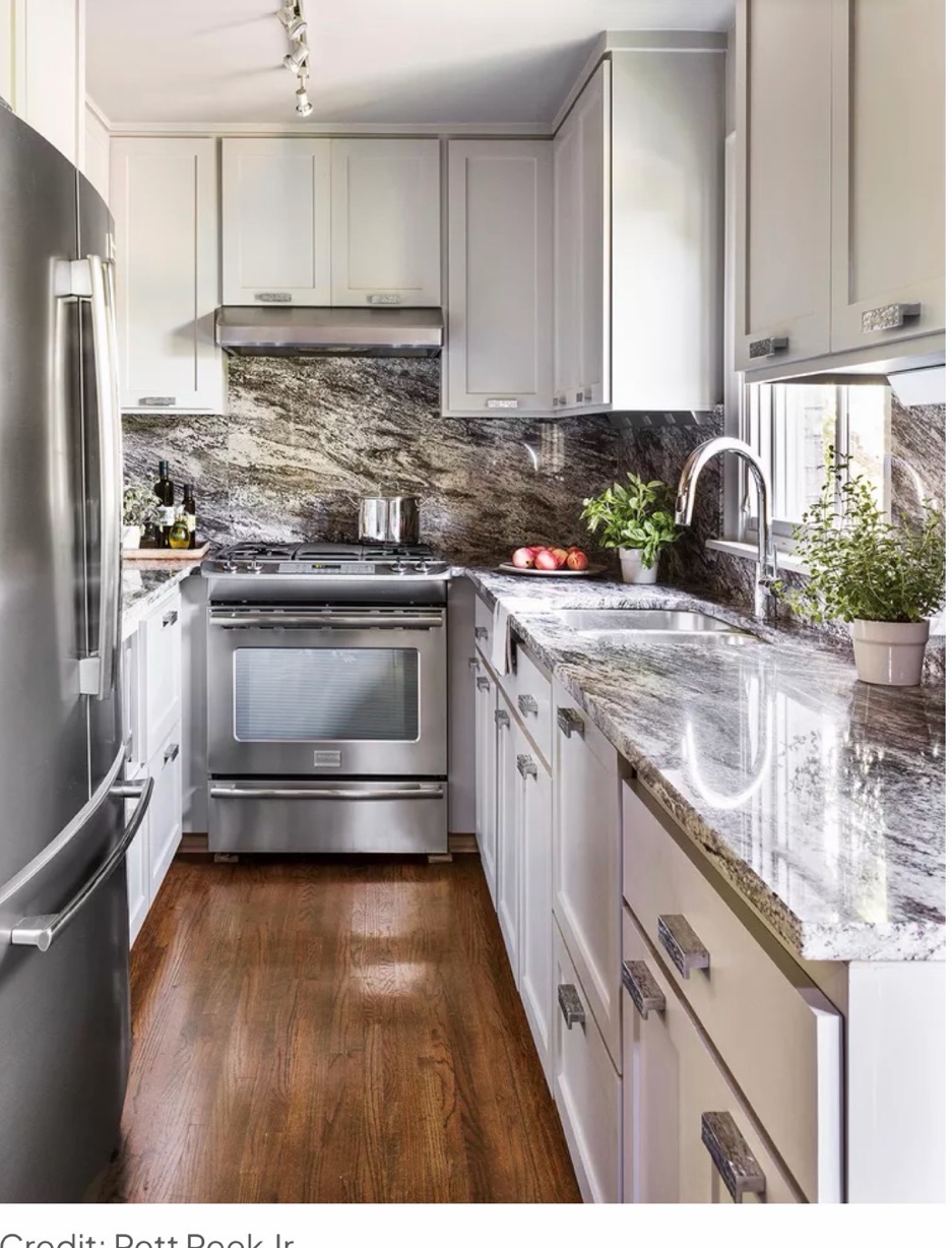 White kitchen dramatic granite backsplash countertops Chicago