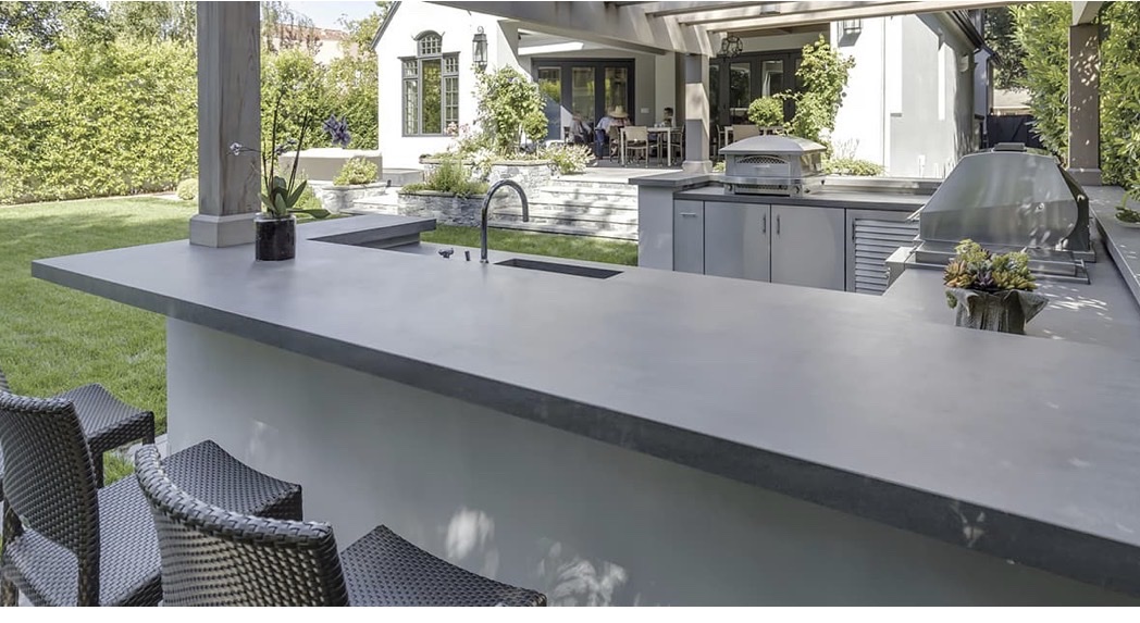 Outdoor kitchen porcelain stone countertop modern Chicago