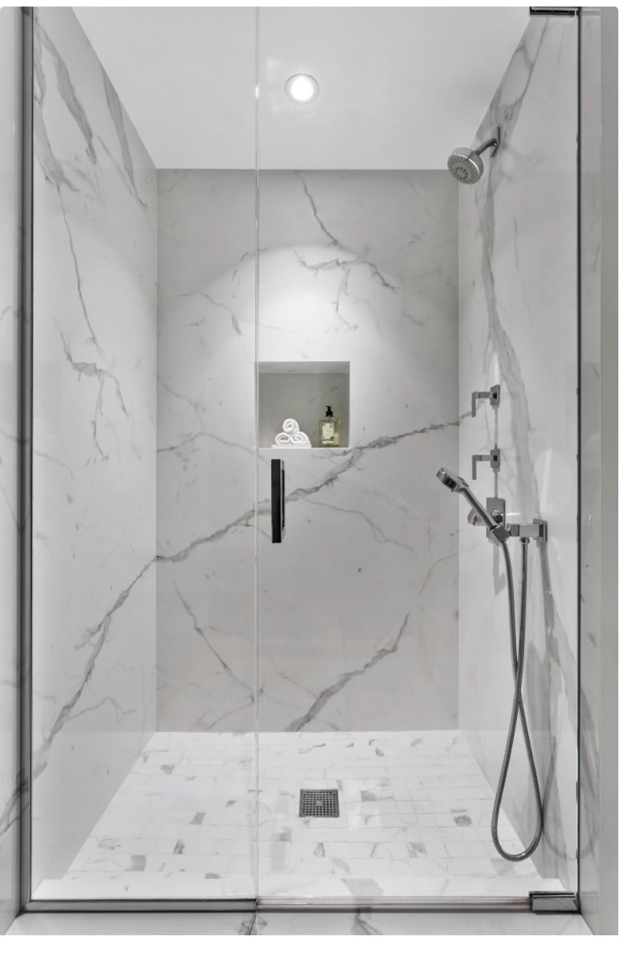 Marble shower surround niche bench Chicago